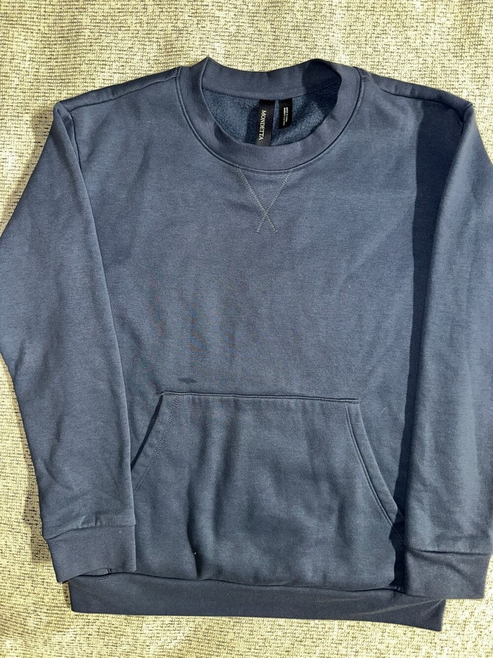 0063 Mondetta Sweatshirt XS Navy Blue Crewneck Pullover Pocket Stretch Ble
